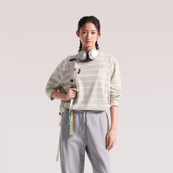 北面长袖T恤女纯棉Vista复古条纹户外透气新款TheNorthFace|8H7G