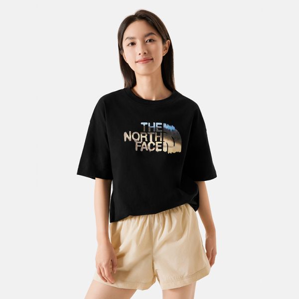 TheNorthFace北面山夏印花短袖T恤女纯棉透气户外24夏季新款|88GR