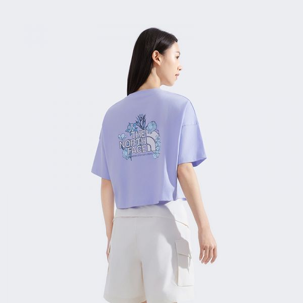 北面女高腰短款纯棉短袖T恤运动户外透气新款TheNorthFace|8DCF